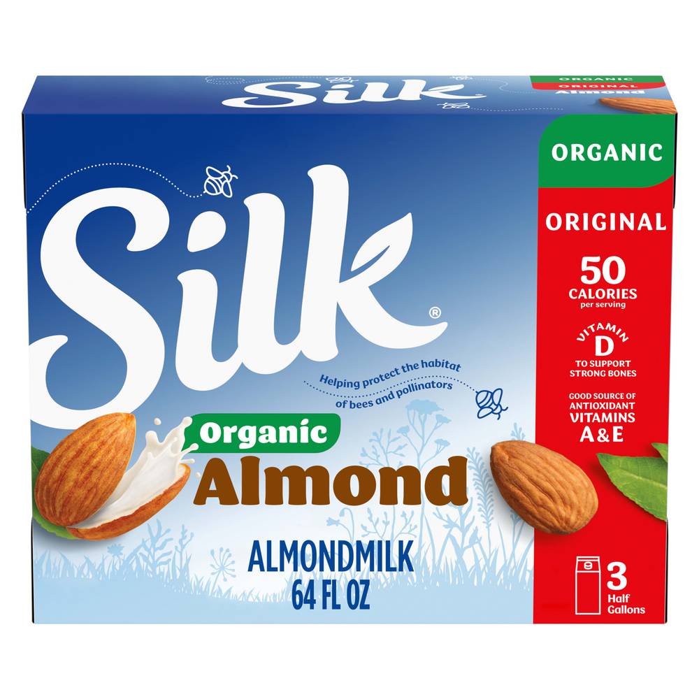 Silk Organic Almond Milk (3 ct, 64 fl oz)