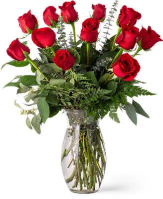 Debi Lilly Unforgettable Dozen Rose Arrangement With Vase - Each (Flower Colors And Vase Will Vary)