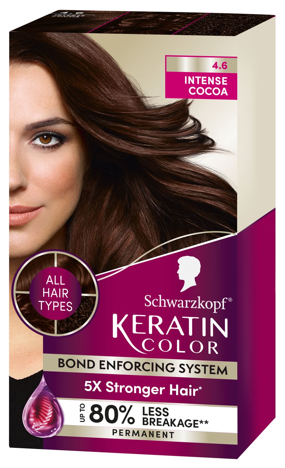 Schwarzkopf Permanent Hair Color, 4.6 Intense Cocoa (8 oz)