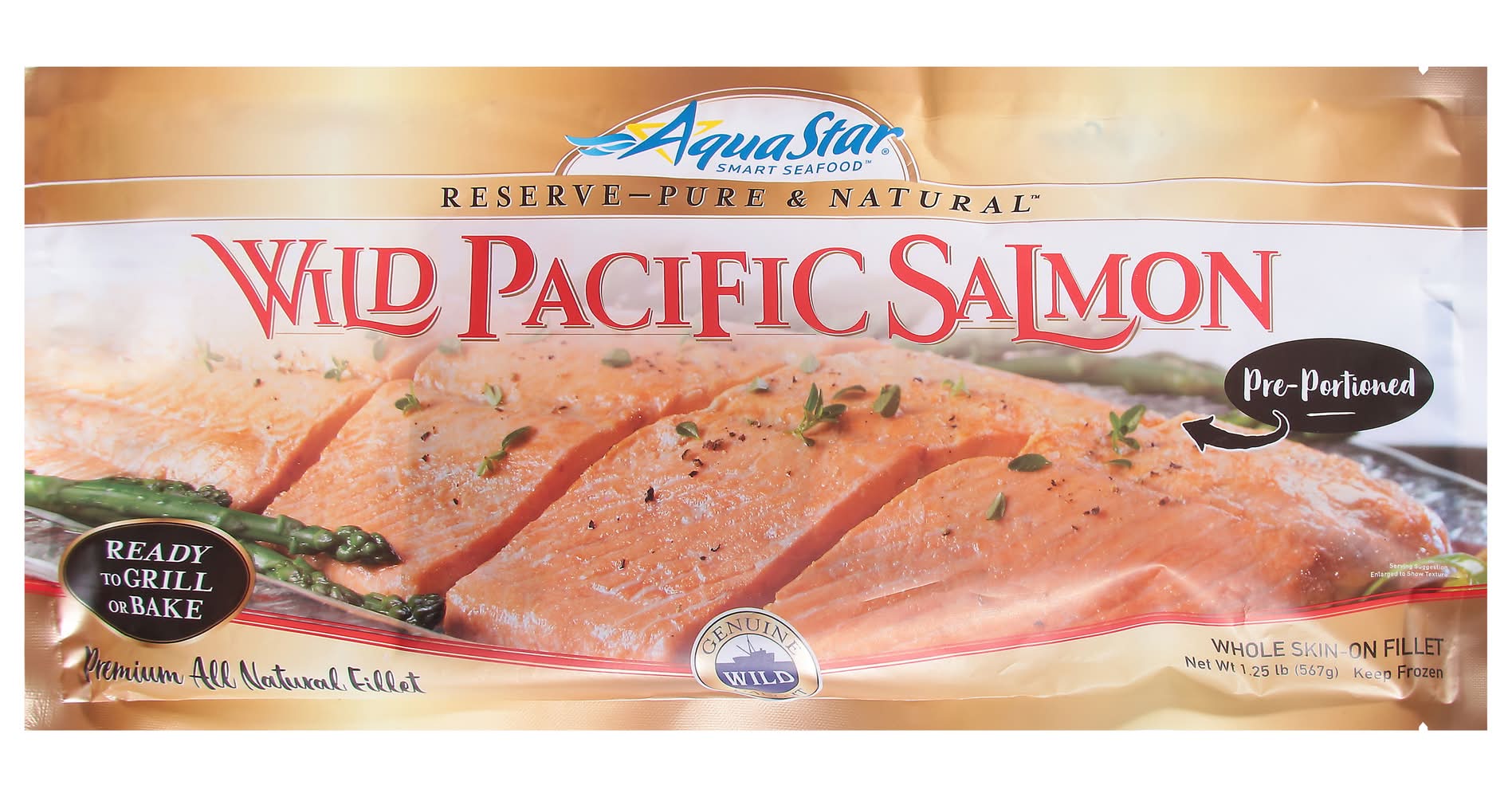 Aqua Star Whole Skin-On Fillet Wild Pacific Salmon (1.25 lbs)