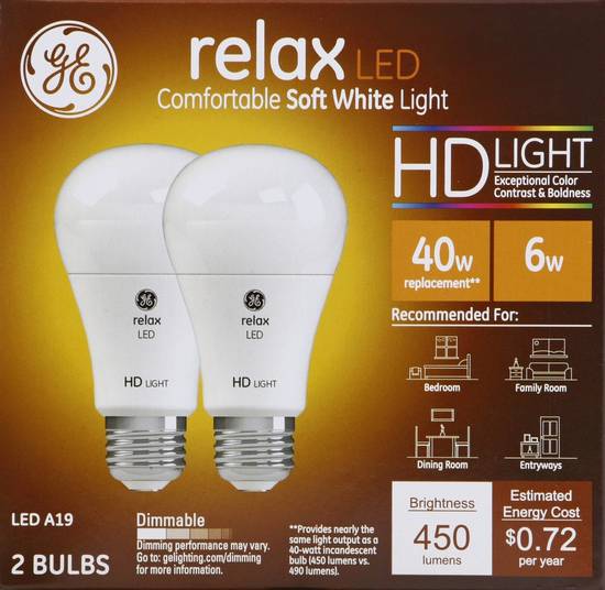 GE 6Watts LED Light Bulb Relax ALine (2 ct)