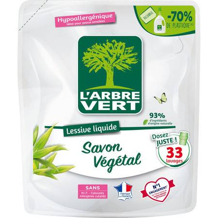 Recharge lessive liquide savon végétal L'ARBRE VERT - la recharge de lessive d'1,5L