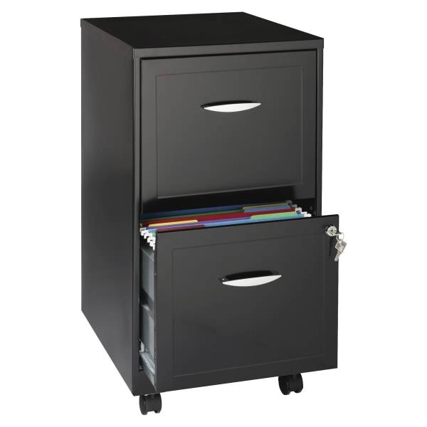 Realspace Vertical 2-drawer Mobile File Cabinet Metal Black 18 D