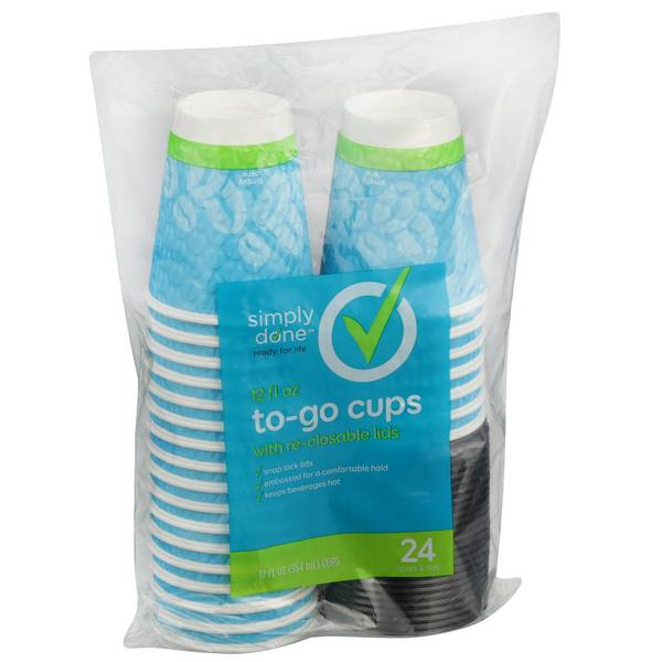 Simply Done To-Go Cups With Re-Closable Lids (24 ct)