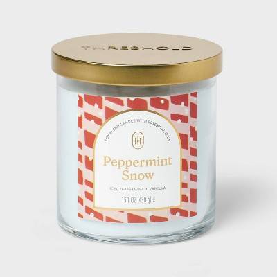 Threshold 2 Wick Lidded Glass Snow Jar Candle, Peppermint (15.1 oz)