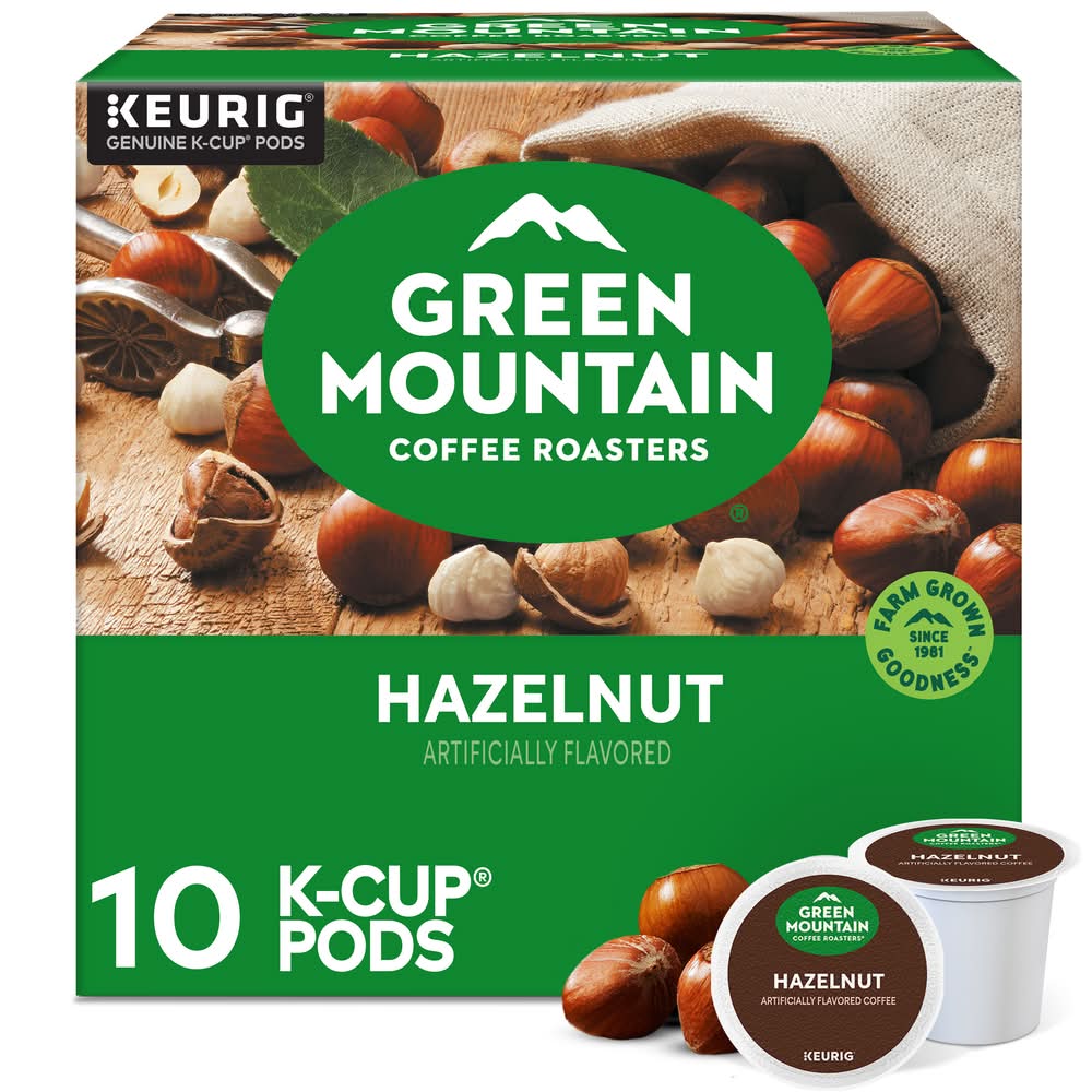 Green Mountain Coffee Roasters Keurig Single-Serve Light Roast Coffee, Hazelnut (3.3 oz, 10 ct)
