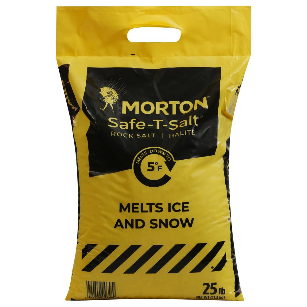 Morton Safe-T-Salt Rock Salt Melts Ice & Snow (25 lbs)