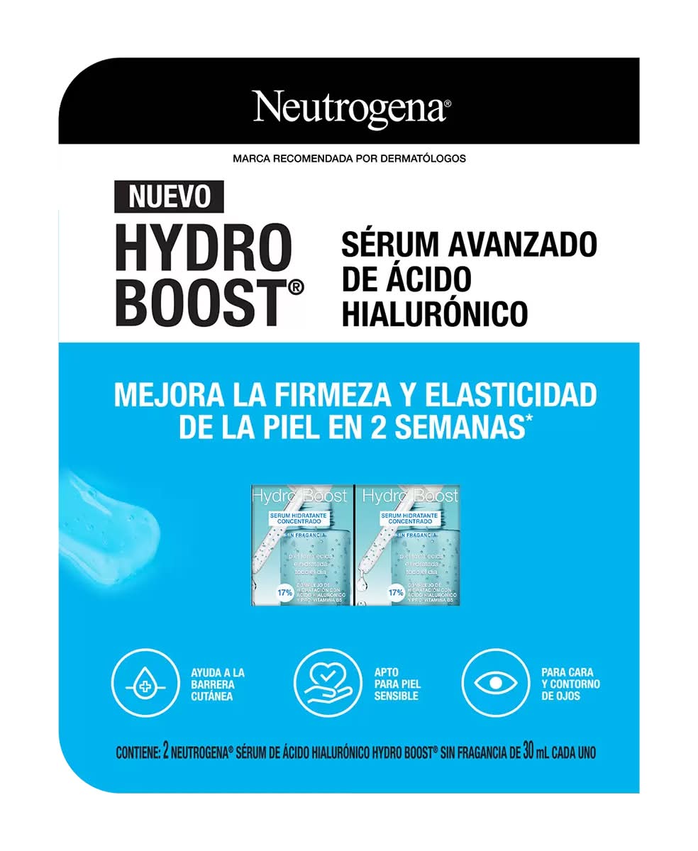 Neutrogena · Hydro boost sérum hidratante concentrado para cara y ojos de ácido hialurónico (2 x 30 ml)