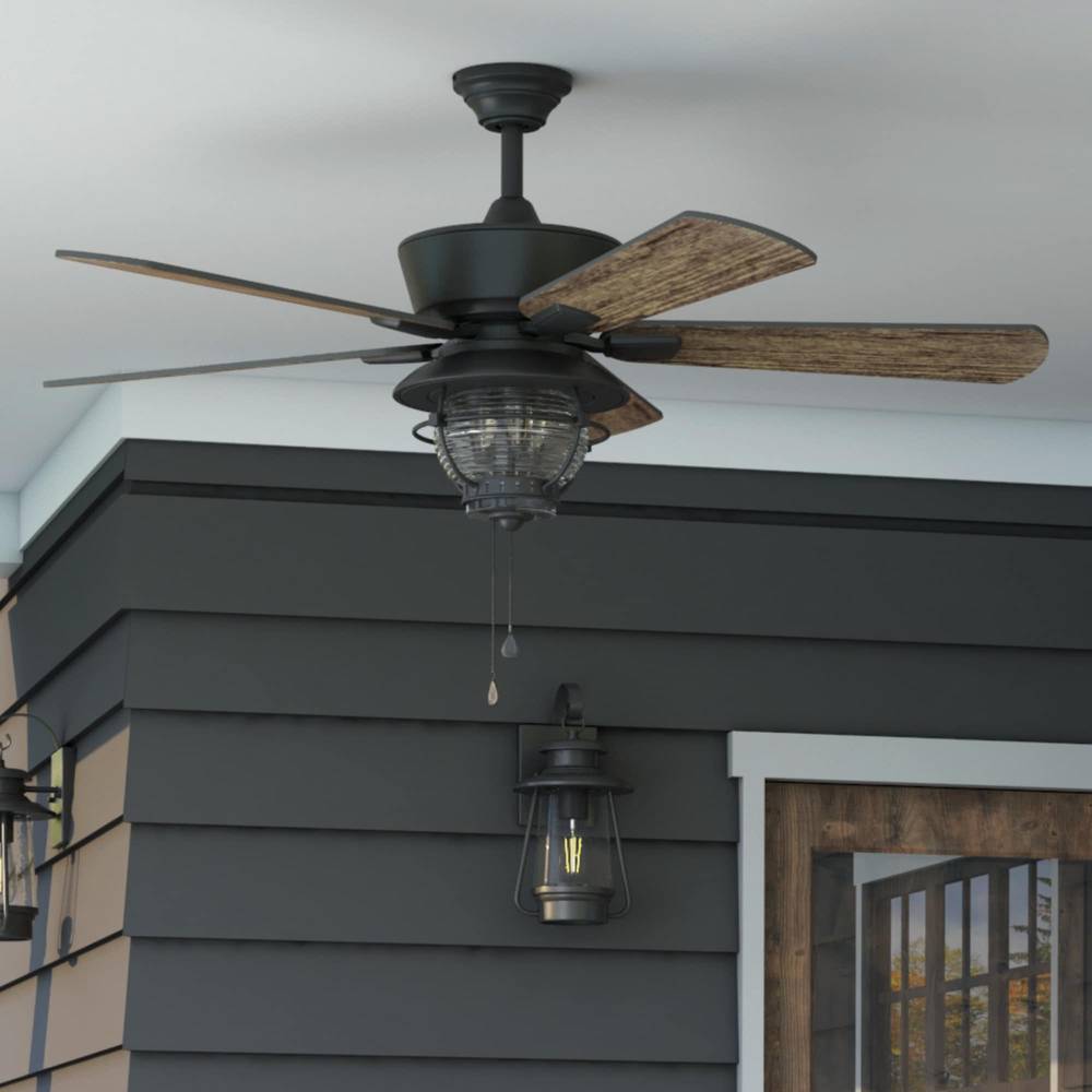 Harbor Breeze Merrimack II 52-in Outdoor Bronze with Driftwood/Auburn Blades Ceiling Fan With Light ( 5 -Blade ) | 42073
