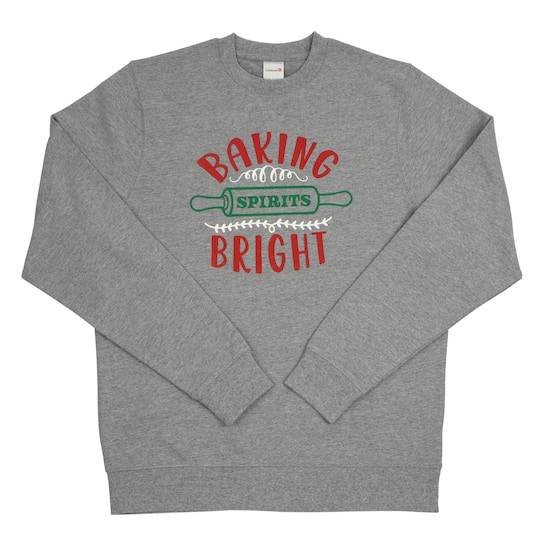 Gray Baking Spirits Bright Adult Crew Neck Sweatshirt By Celebrate It