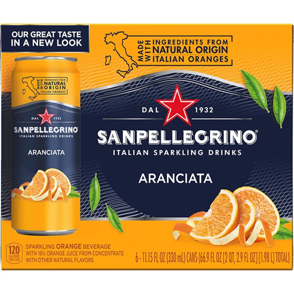 San Pellegrino Aranciata Italian Sparkling Water, Orange (6 x 11.15 fl oz)