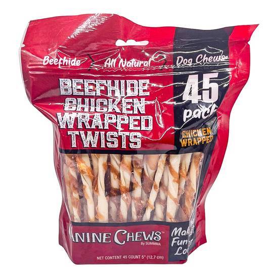 Canine Chews Twist Rawhide Dog Treats (chicken-beef )