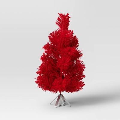 24" Flocked Pine Mini Artificial Christmas Tree Red - Wondershop™