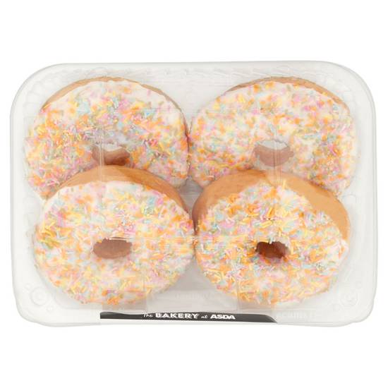 Asda 4 White Iced Ring Donuts