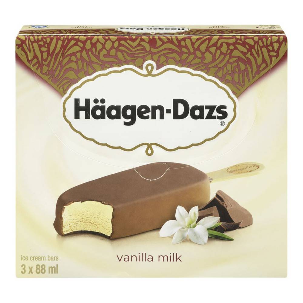 Häagen-Dazs Vanilla Milk Ice Cream Bars (3 x 88 g)