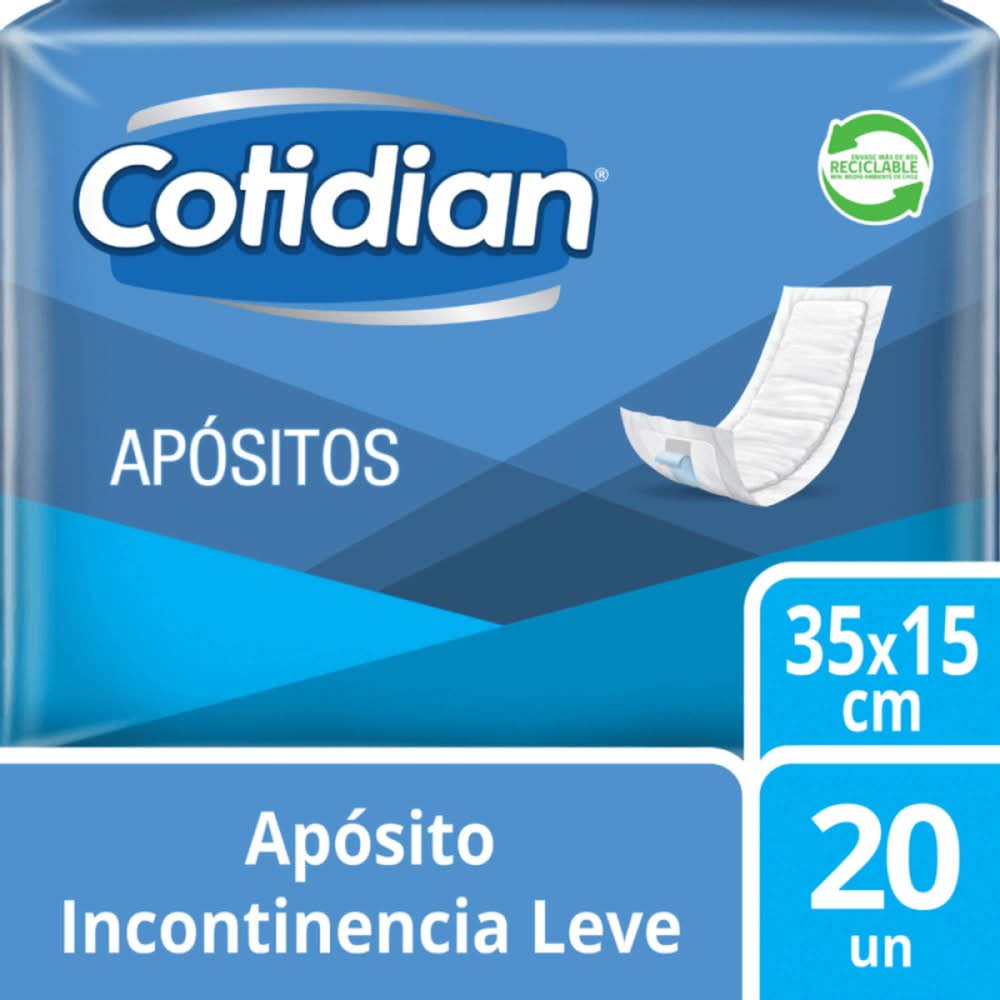 Cotidian · Apósito incontinencia leve - 35x15 cm (20 un)