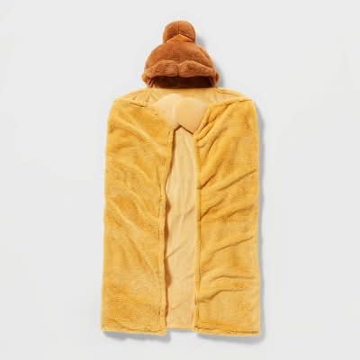 Pillowfort The Disney Collection Princess Belle Kids' Hooded Blanket, Yellow