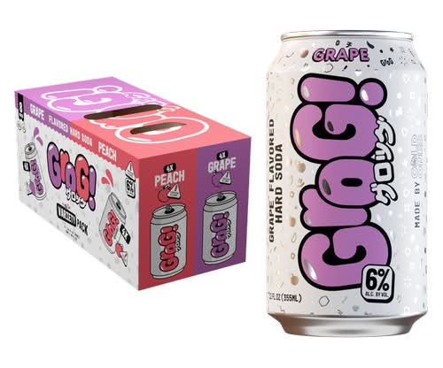 Grog! Hard Soda Variety pack, Grape-Peach (8 x 12 fl oz)