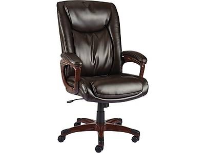 Staples® Westcliffe Ergonomic Leather Swivel Executive Chair, Brown (50219R-CC)
