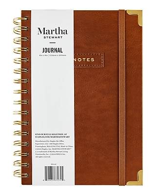 Martha Stewart Hardcover Journal, College Ruled, Brown, 192 Pages (MS112C)