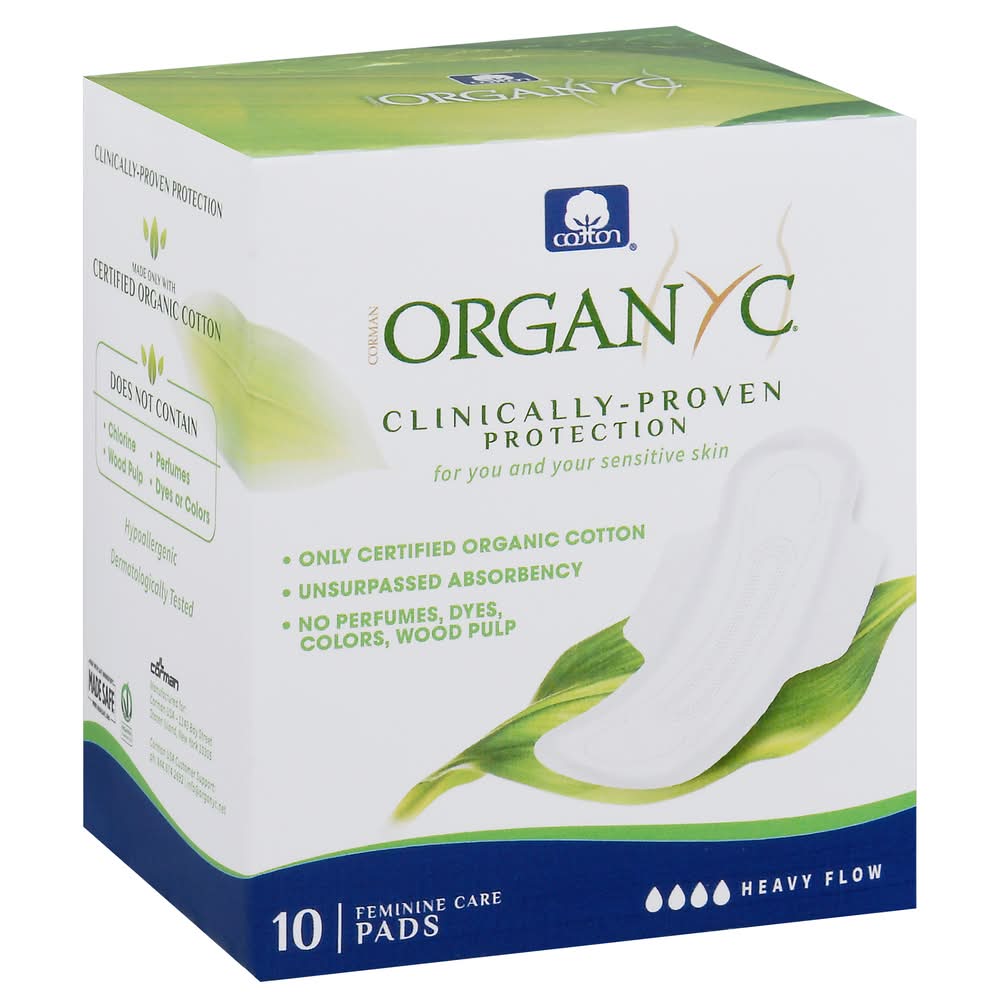 Organyc Heavy Flow Feminine Care Pads (4.8 oz, 10 ct)