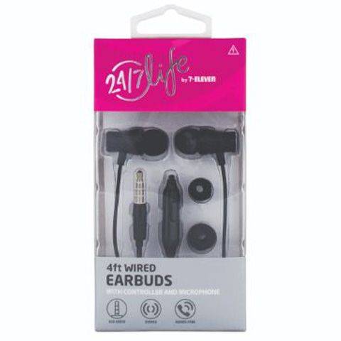 7-Eleven 24/7 Life Wired Earbuds (4 feet/black)