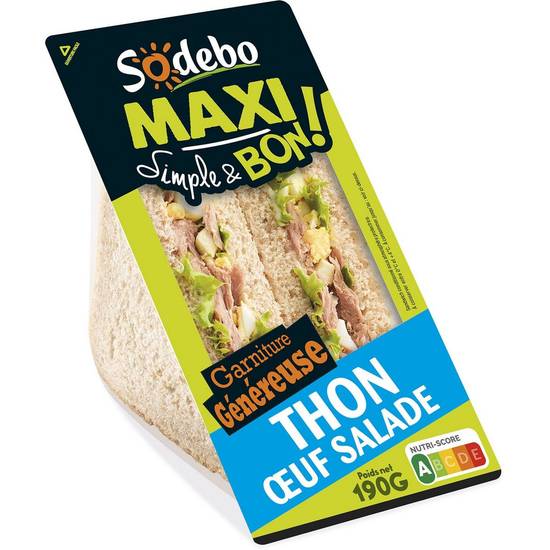 Sandwich Maxi Thon Œuf Salade - SODEBO - 190g
