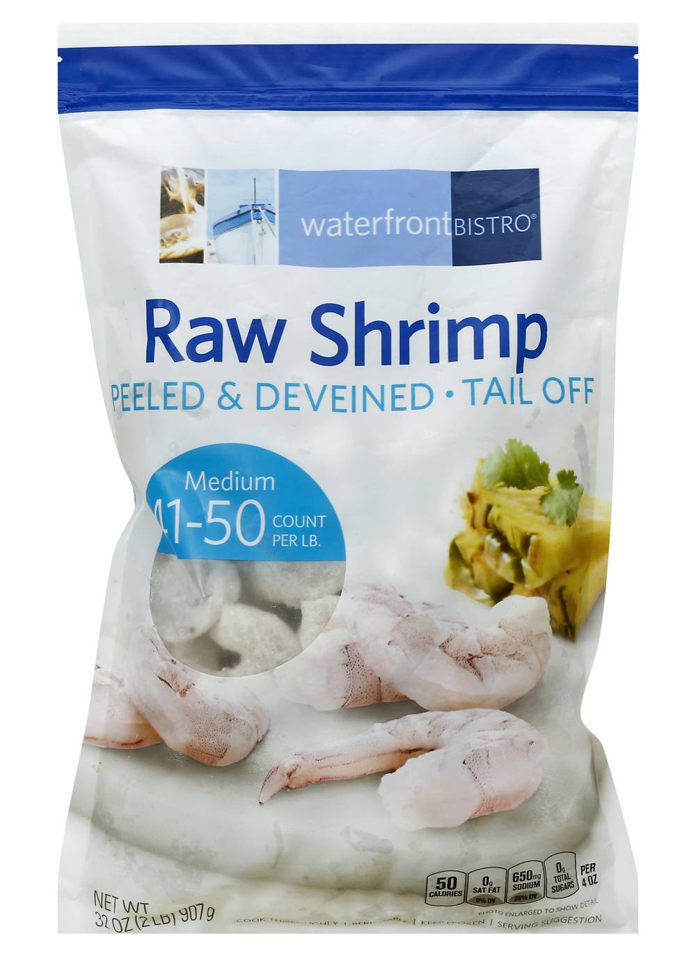 waterfront BISTRO Raw Shrimp Peeled and Deveined Tail Off, Medium (32 oz)