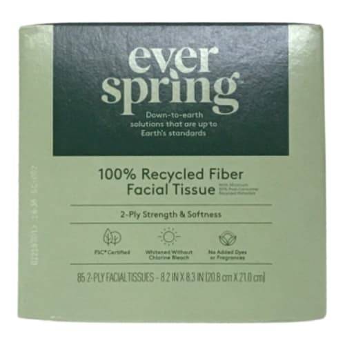 100% Recycled Fiber Facial Tissue - 85ct - Everspring™