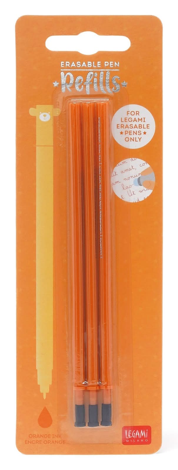 Conjunto 3 Recargas Laranja Caneta Apagar