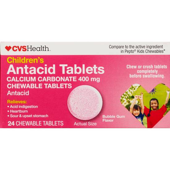 CVS Health Children's Antacid Tablets, Bubble Gum, 24 CT