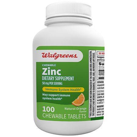 Walgreens Zinc Chewable Tablets, 50mg Natural Orange