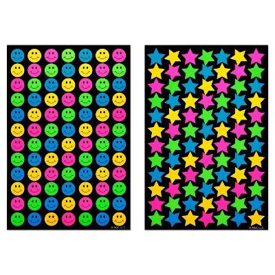 Carlton Cards Neon Smiley Face and Star Stickers Chart, 6" x 4" (8 ct)