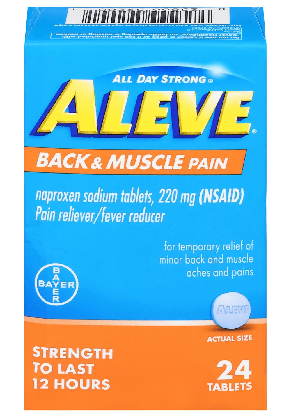 Aleve All Day Strong Back & Muscle Pain Reliever Tablets 220 mg (24 ct)