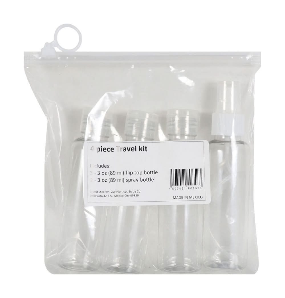 Beauty Care Travel Bag With 4 Travel Size Bottles