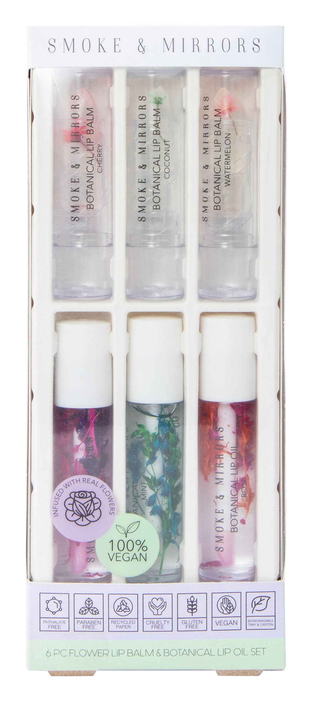 Smoke & Mirrors Flower Lip Balm & Botanical Lip Oil Set 6-Piece