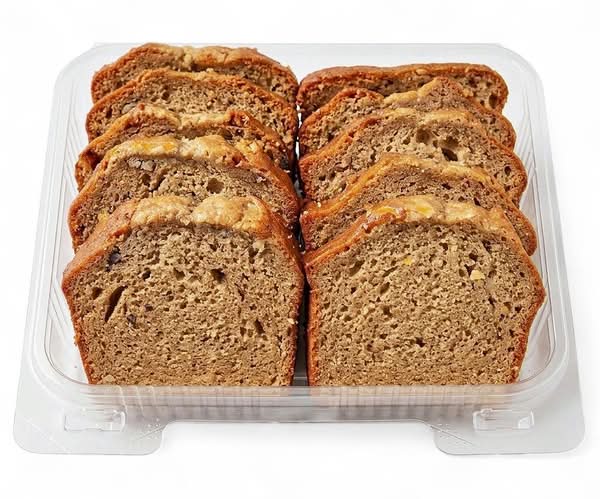 Banana Nut Loaf Cake, Sliced, Walnut Pieces