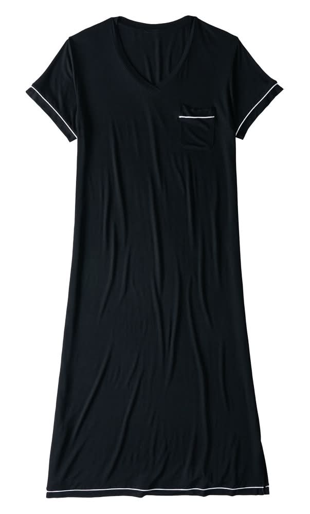 Serra Ladies Soft Maxi Sleep Shirt - Black, M