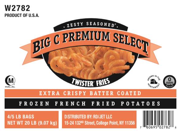 Frozen Big C - Premium Select Zesty Twister French Fries - 20 lbs (Case of 1)