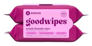 Goodwipes Actually Flushable Wipes, Rosewater, 6.25x8.25 in (100 ct)
