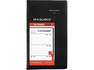 AT-A-GLANCE 2025 Dayminder Poly Cover Weekly Planner, Black