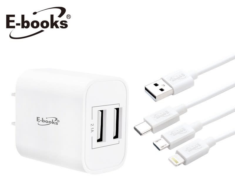 E-books B66 雙孔USB快速充電器 <1PC個 x 1 x 1PC個>