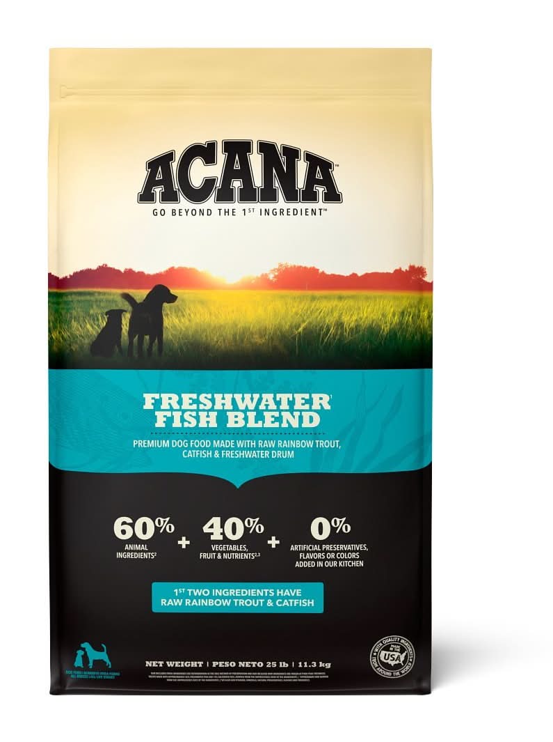 ACANA FRESHWATER FISH ALIMENTO NATURAL PARA PERRO TODAS LAS ETAPAS DE VIDA RECETA PESCADO, 11.3 KG