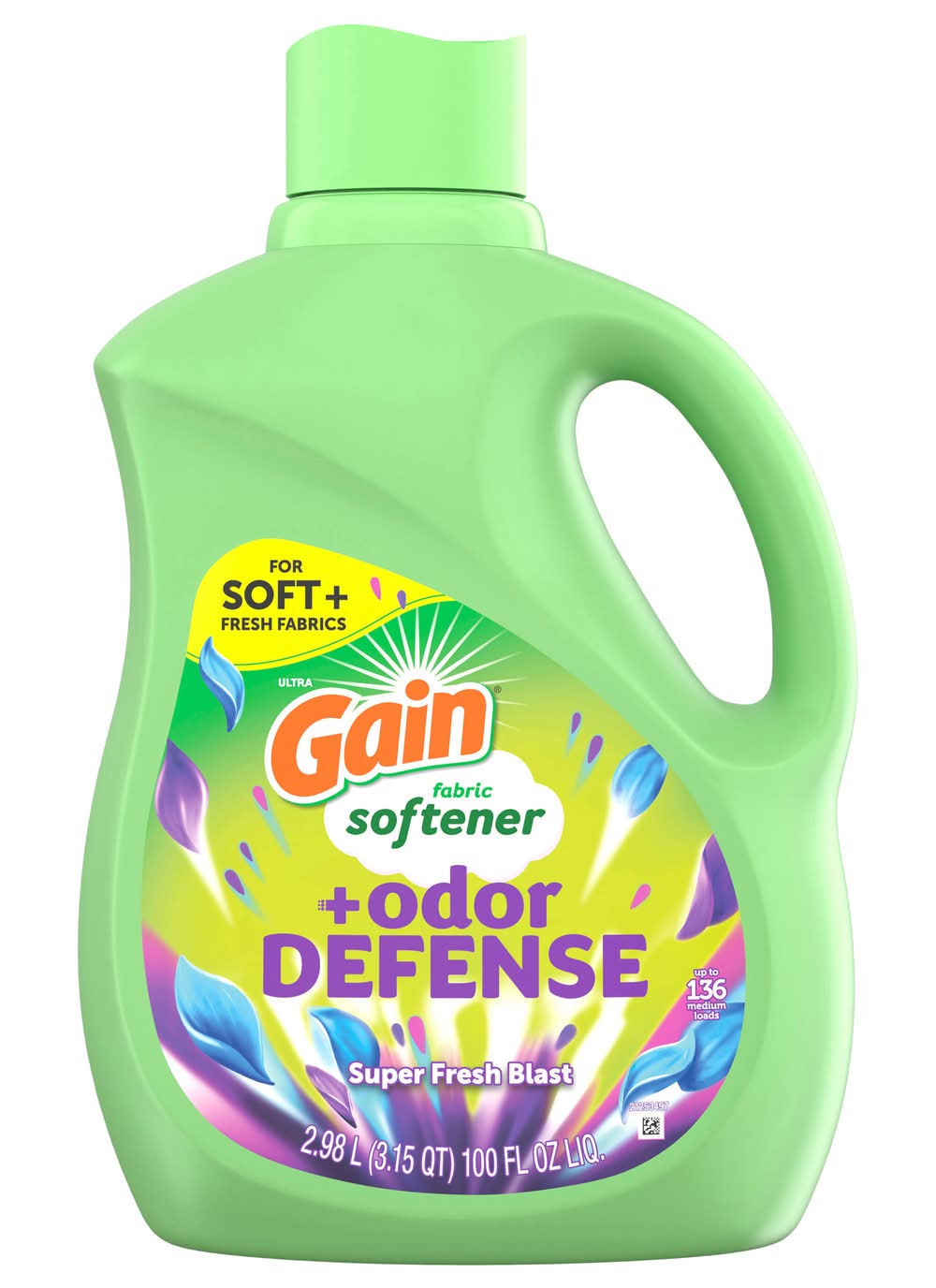 Gain + Odor Defense Liquid Fabric Softener Super Fresh Blast Scent (2.98 L)