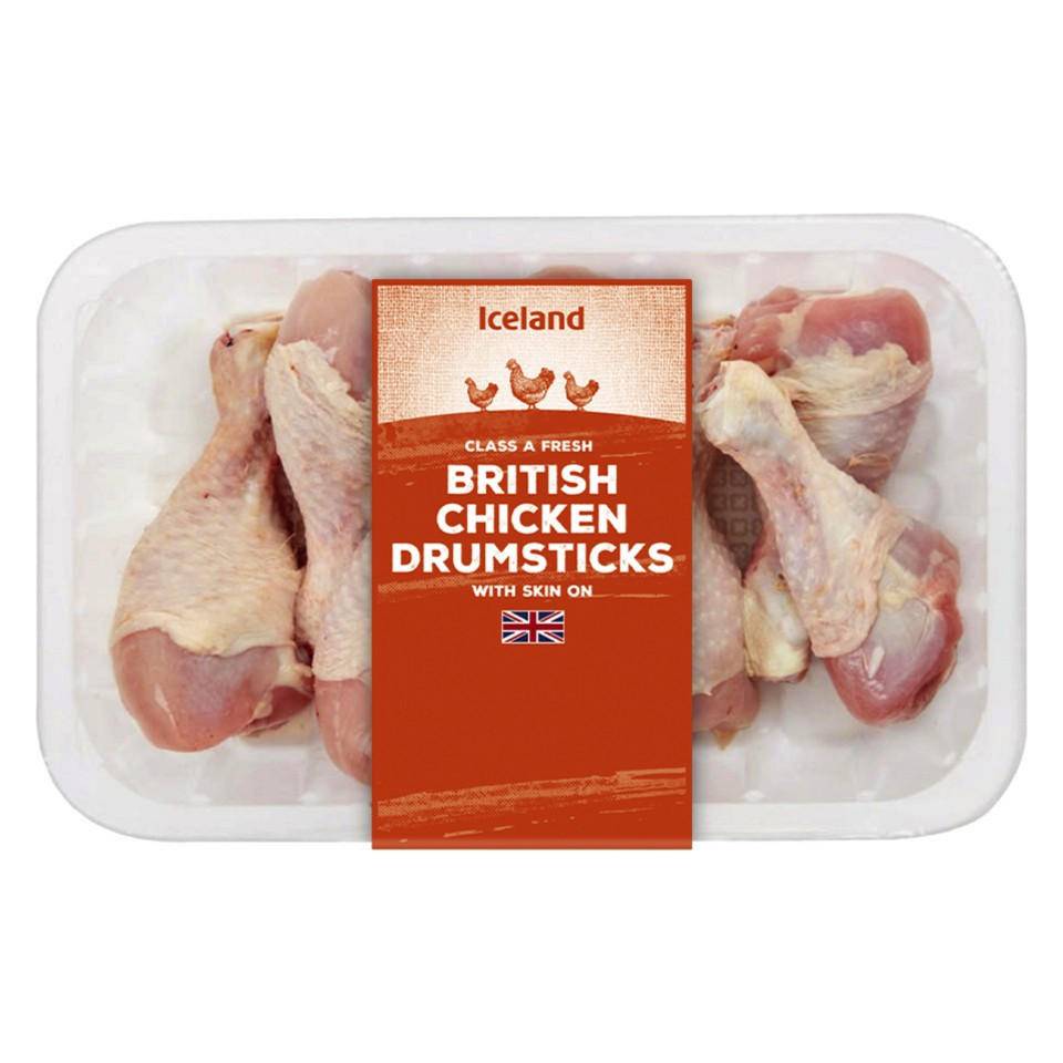 Iceland Class a Fresh British Chicken Drumsticks With Skin (750g)