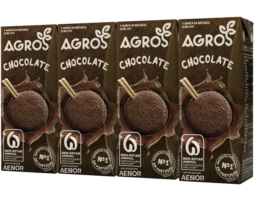 Agros - Leite com Chocolate, embalagem de 4 x 200 ml