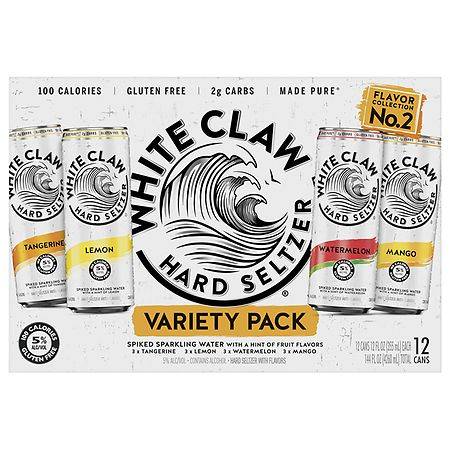 White Claw Hard Seltzer Variety Pack No. 2 Watermelon, Tangerine, Mango, Lemon - 12.0 oz x 12 pack