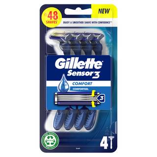 Gillette Sensor3 Comfort Men's Disposable Razor, 4 Count