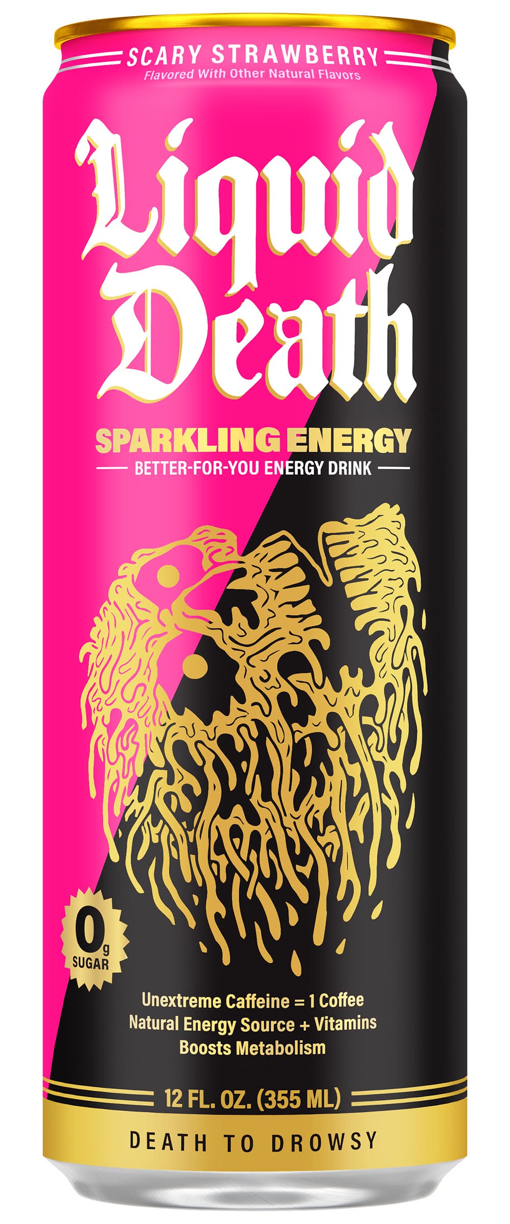 Liquid Death Sparkling Energy Drink, Scary Strawberry (12 fl oz)