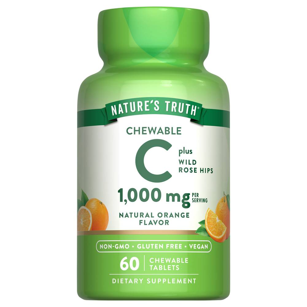 Nature's Truth Plus Wild Rose Hips 500 Chewable Tablets Orange Flavor Vitamin C (60 ct) (5.28 oz)